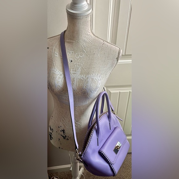 Kate Spade Palm Springs Maggie Lavender Scalloped Leather Medium Satchel - Picture 2 of 16